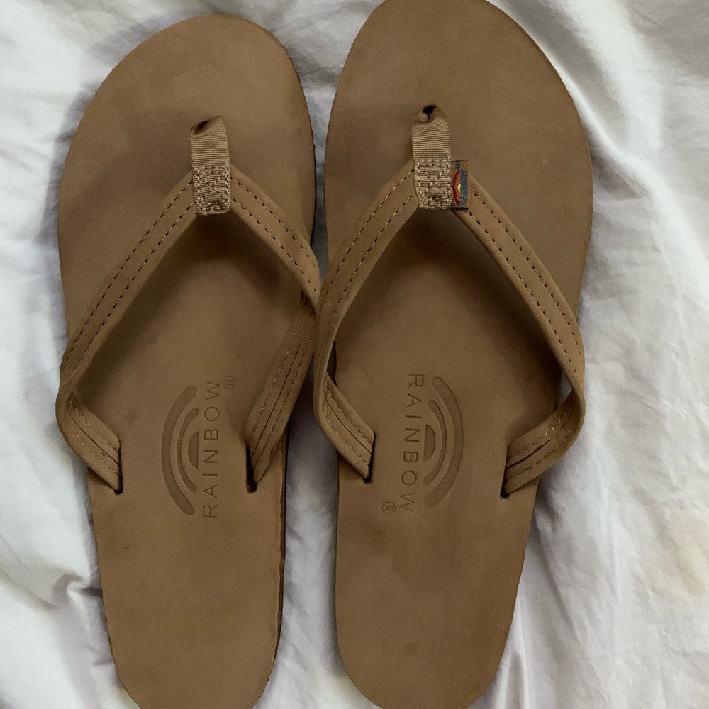 Rainbow flip flops